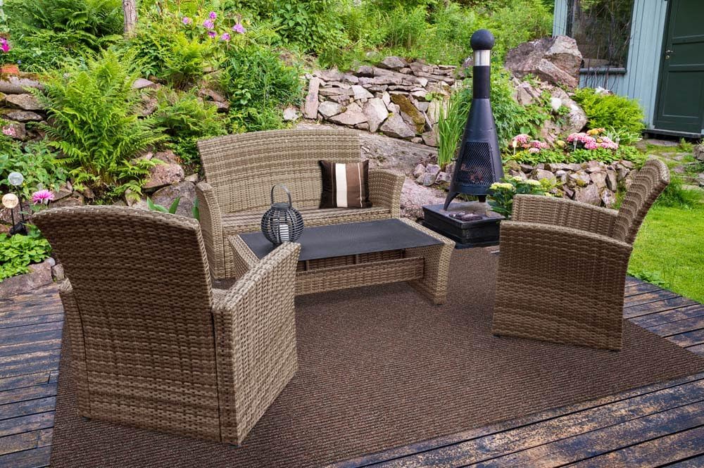 Heavy-Duty Ribbed Indoor Outdoor Carpet - Tuscan Brown - 6 Feet X 10 Feet C4253