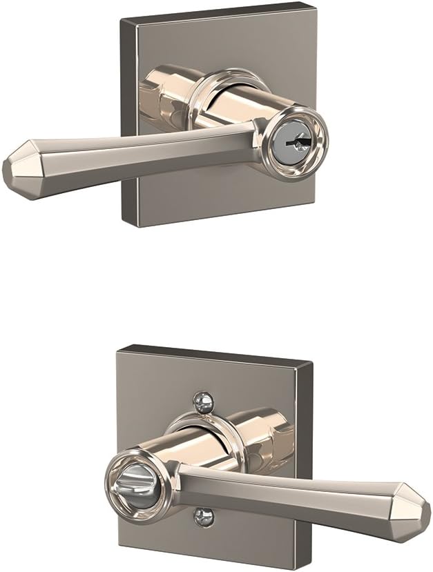 Polished Nickel Keyed Entry Lever Lock, Pack of 2 P411690