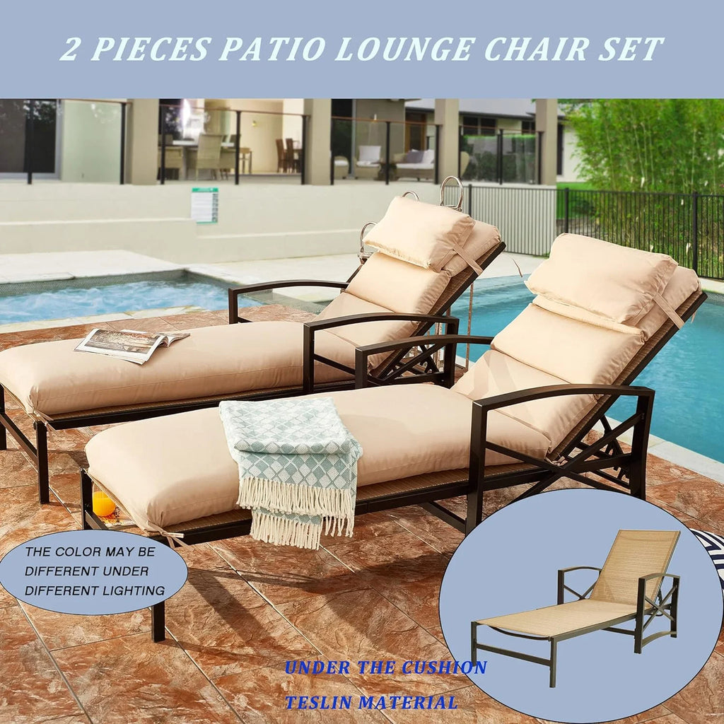 2 Piece Patio Chaise Lounge Chair Set with Cushions G2704