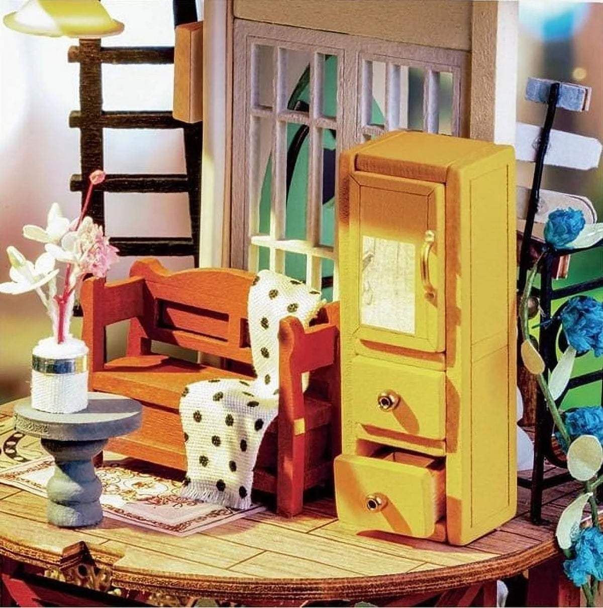 DIY Miniature Dollhouse Kit with LED Lights Wooden Building Kit R57340