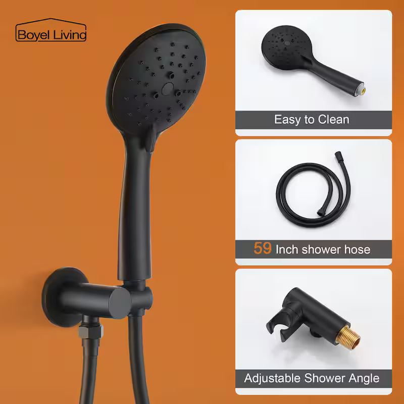 12 in. Wall Mount Dual Shower Heads with Valve in Matte Black G238