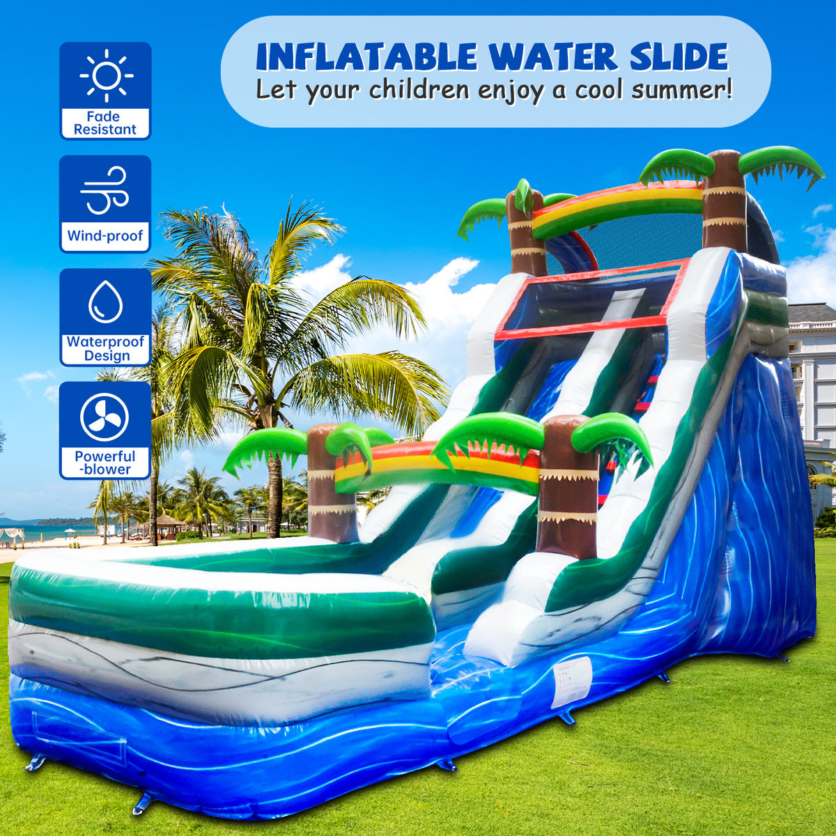16 ft Inflatable Water Slide with Air Blower E613454