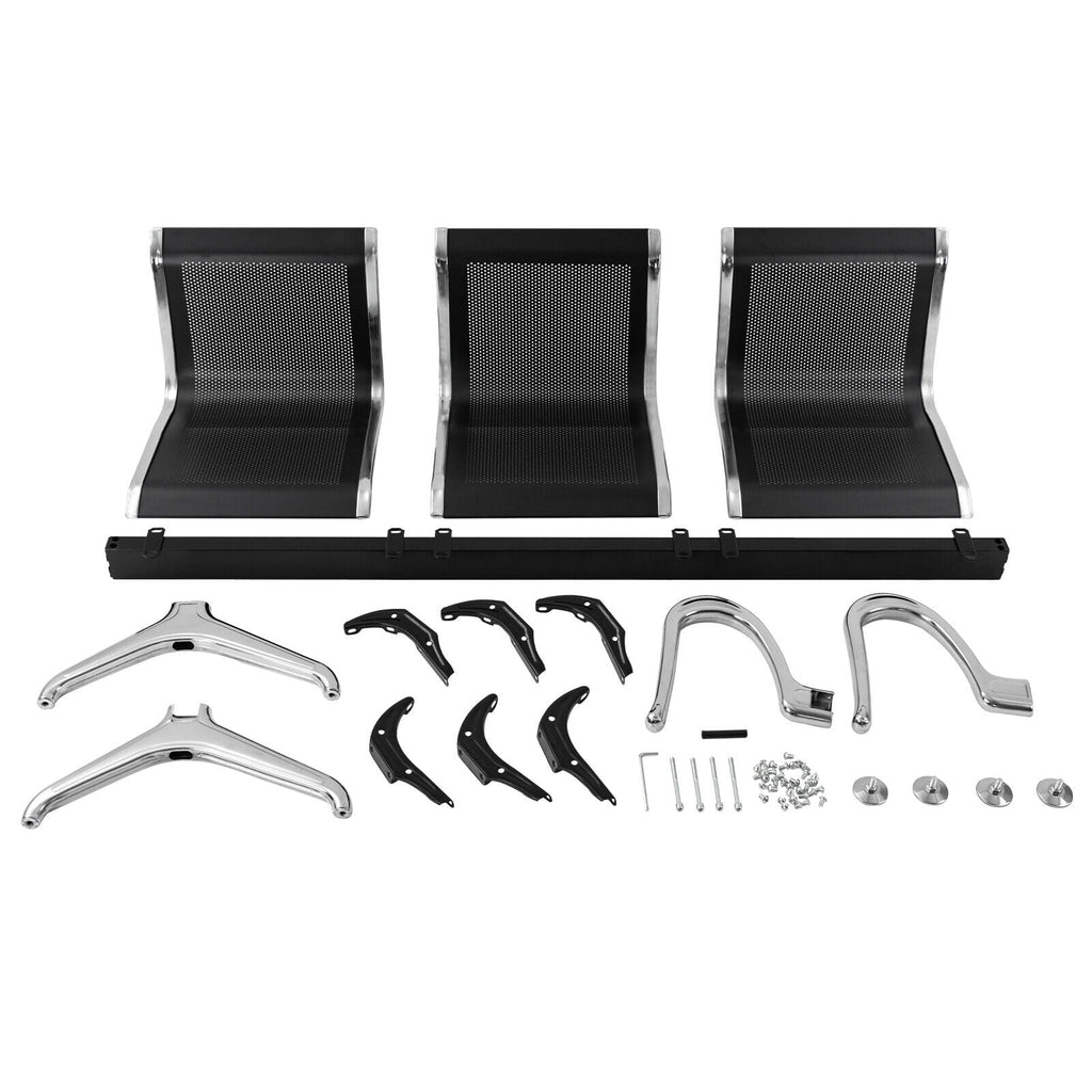 Black 3-Seat Waiting Room Chair with Arms T2601