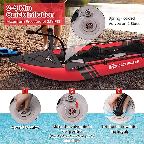 2-person Inflatable Kayak with Aluminium Oars, EVA Padded Seat, Hand Pump, Carry Bag L7234