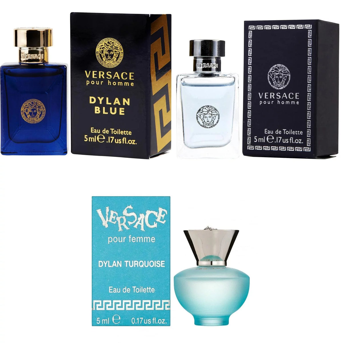 Versace Dylan Blue EDT, Pour Homme EDT, Dylan Turquoise Femme - 5ml 3PK Kit B23084