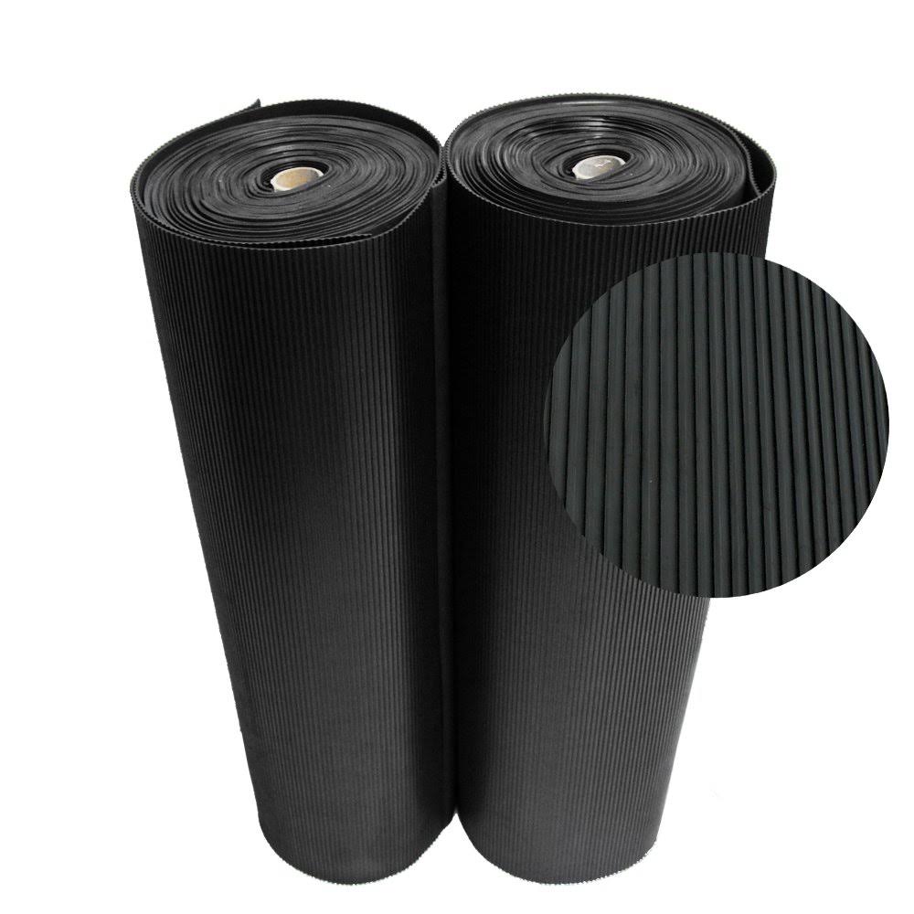 Black 1/8 in x 3 ft x 10 ft Non-Slip Rubber Floor Mat K2964