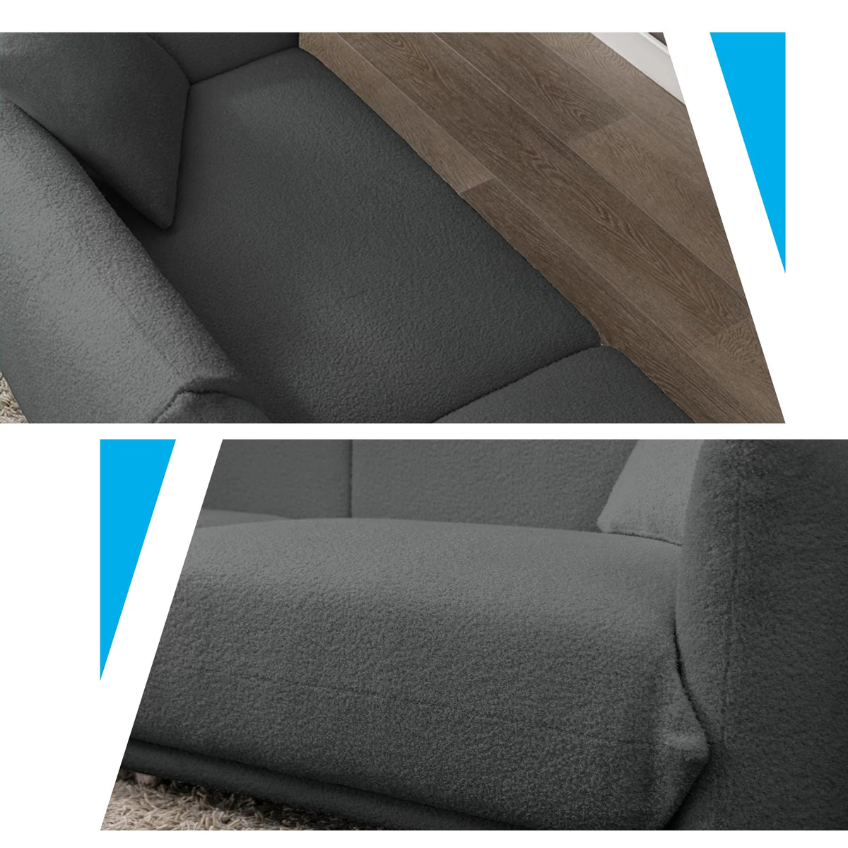 Dark Gray Lambswool Flared Arm Sofa A263765