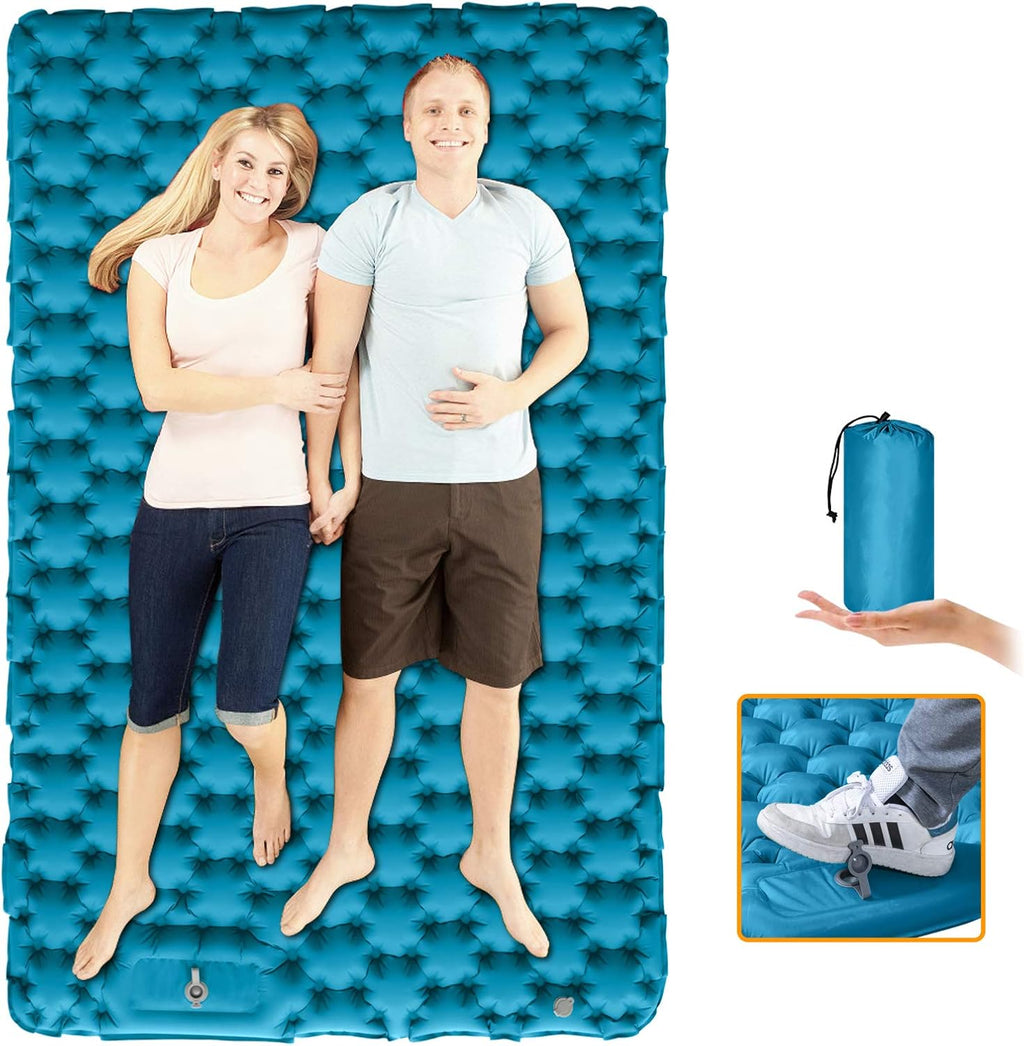 Double Camping Pad Self Inflating Sleeping Pad with Built-in Foot Press M588