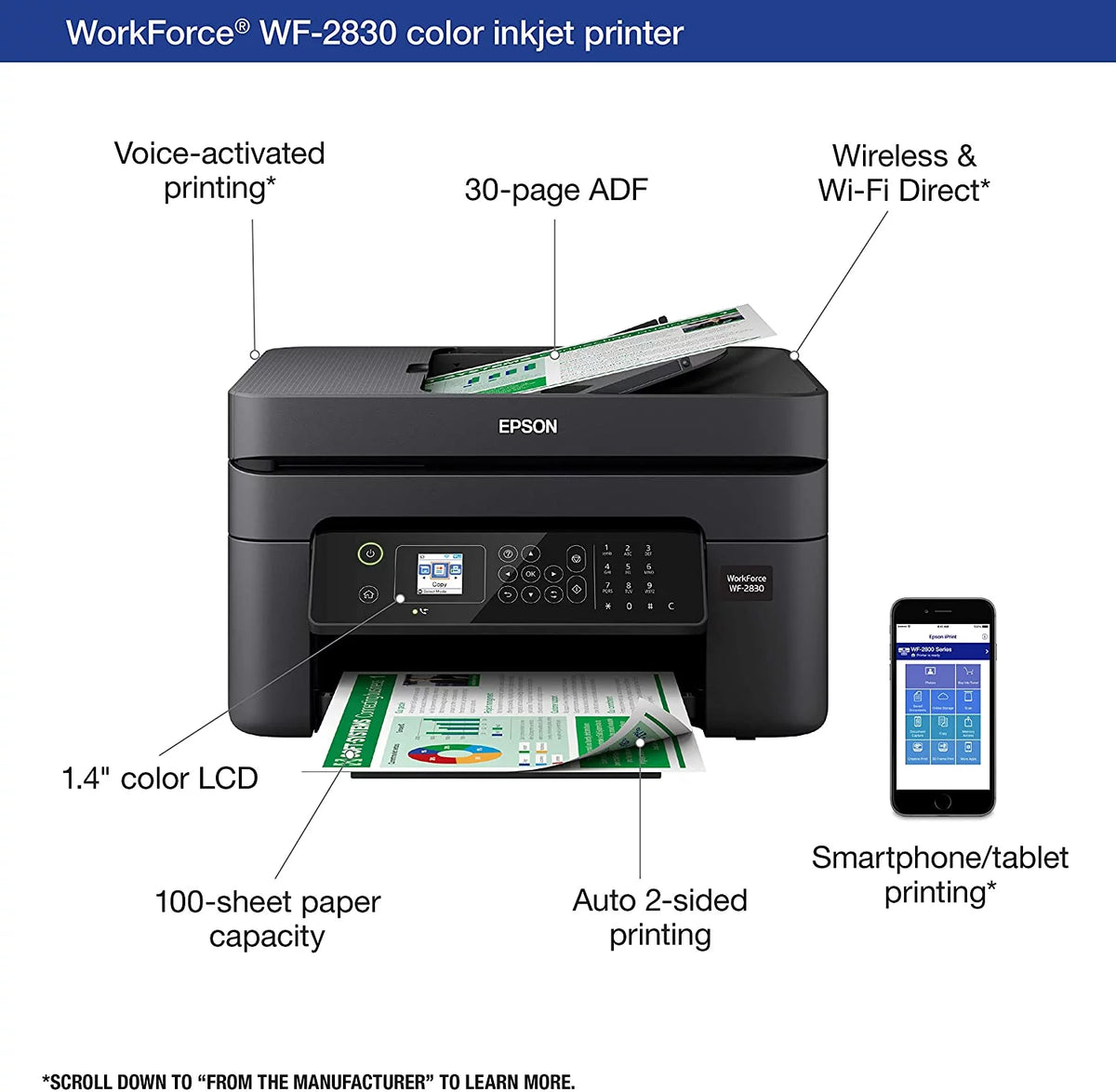 Wireless Color All-in-One Printer with Scanner, Copier and Fax L23633