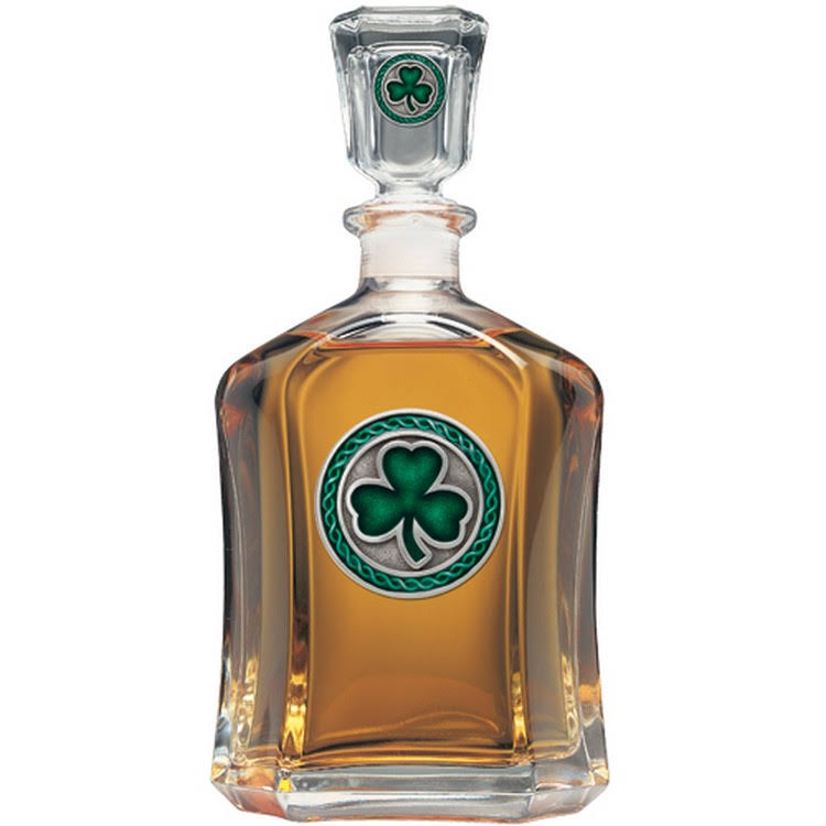 Green Glass Decanter with Pewter Accents J333019