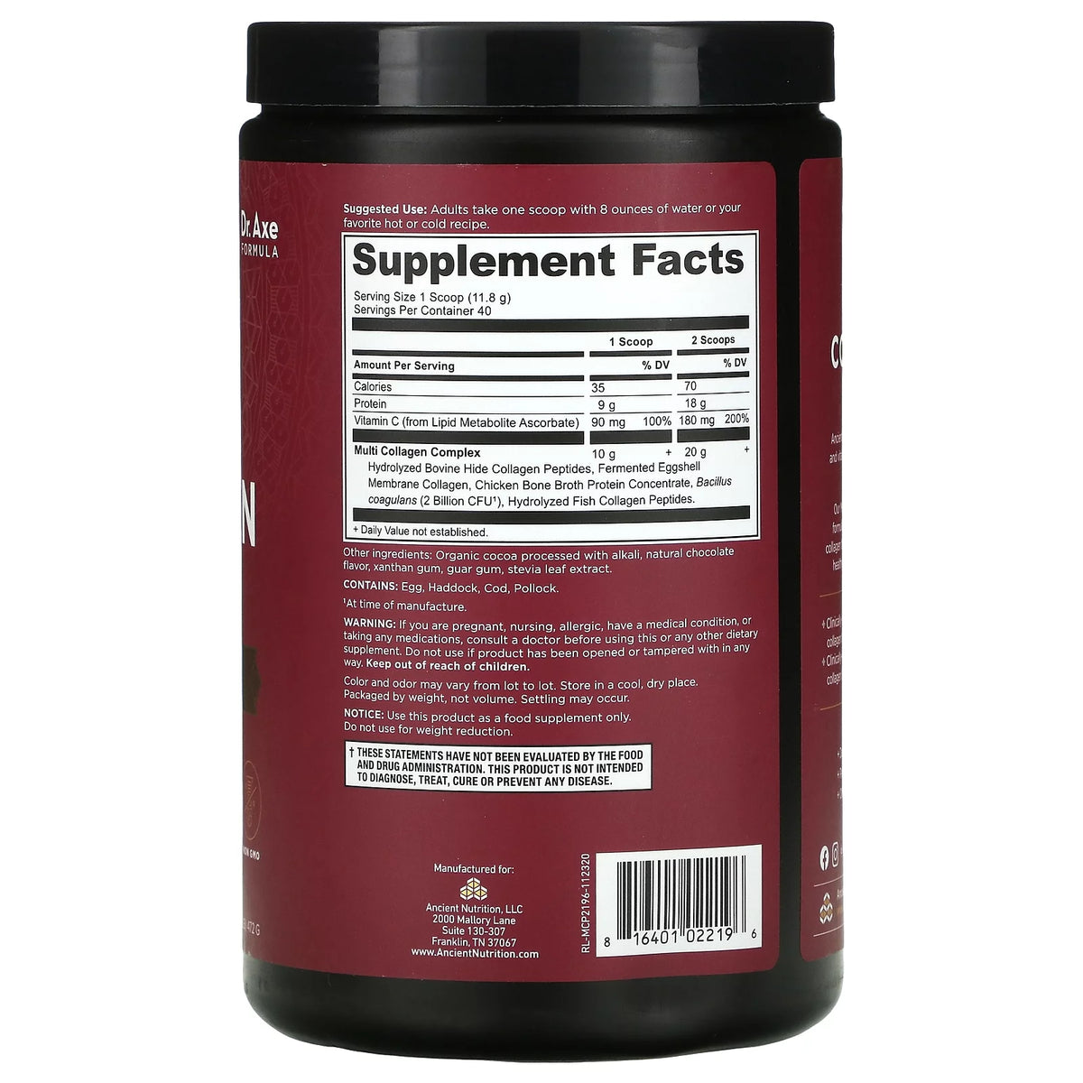 Multi Collagen Protein Chocolate 1.04 lb Pack of 2 T47513