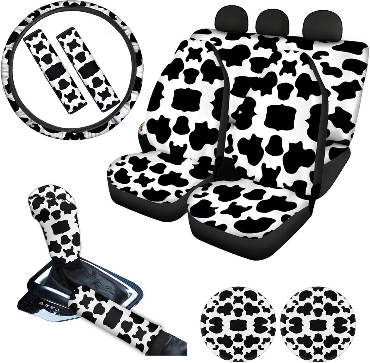 Pink Car Seat Cushion Full Set Steering Wheel Cover Seat Belt Pads Cupholder Coasters Gear Knob Handrake Covers Q280615