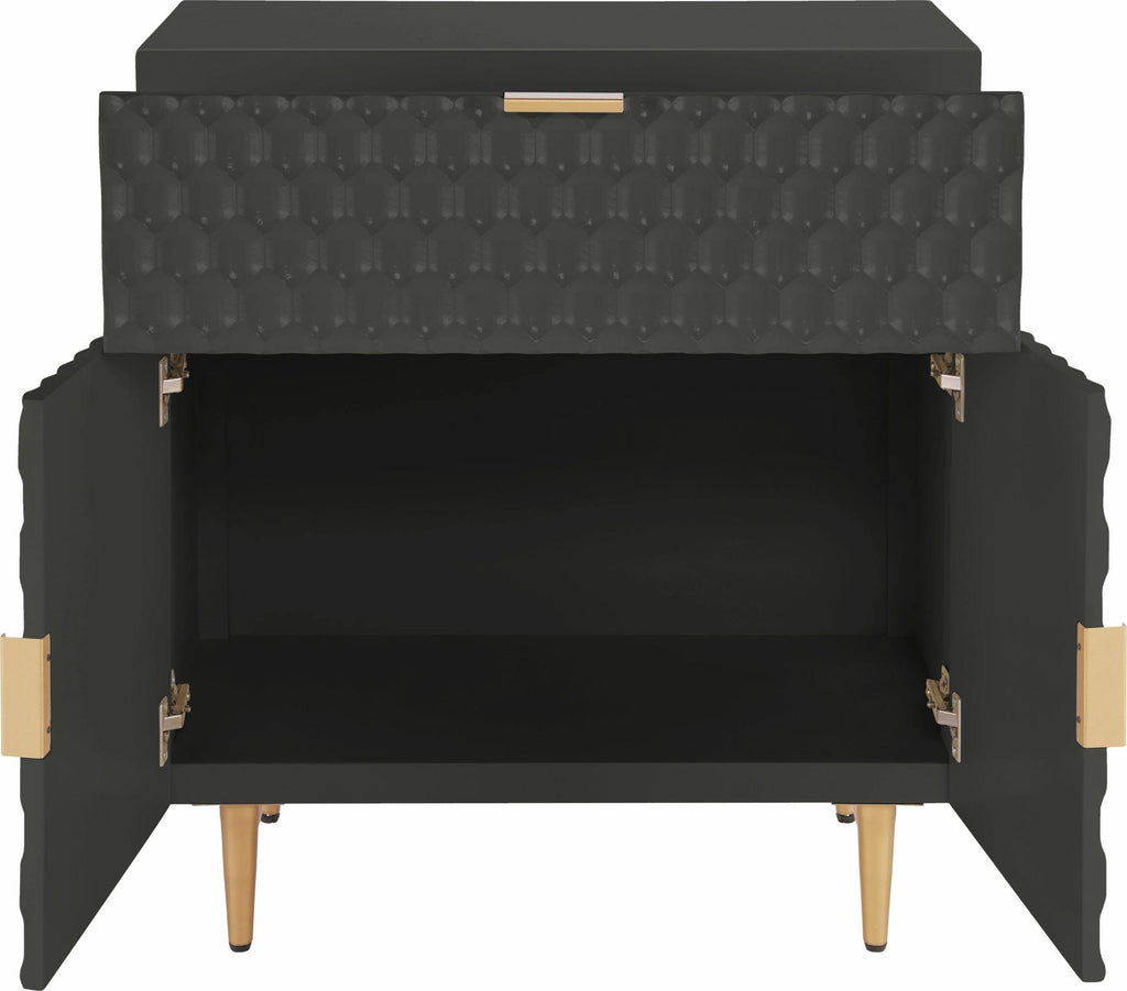 Glossy Black 1-Drawer Small Cabinet Y837