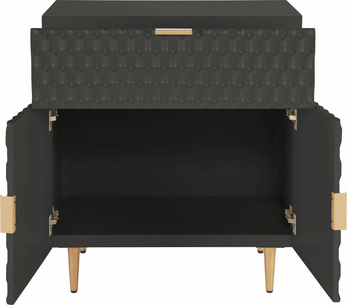 Glossy Black 1-Drawer Small Cabinet Y837