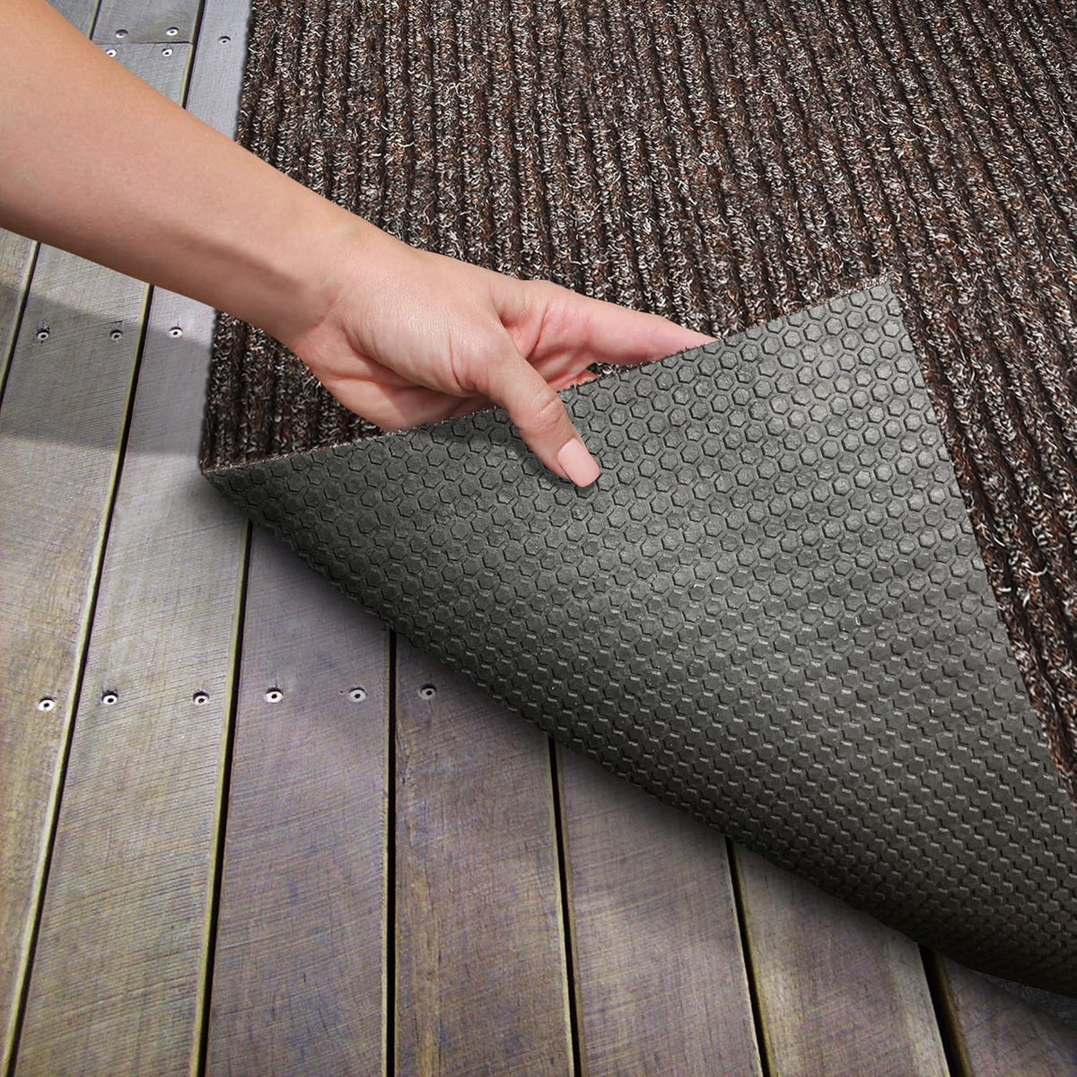 Heavy-Duty Ribbed Indoor Outdoor Carpet - Tuscan Brown - 6 Feet X 10 Feet C4253