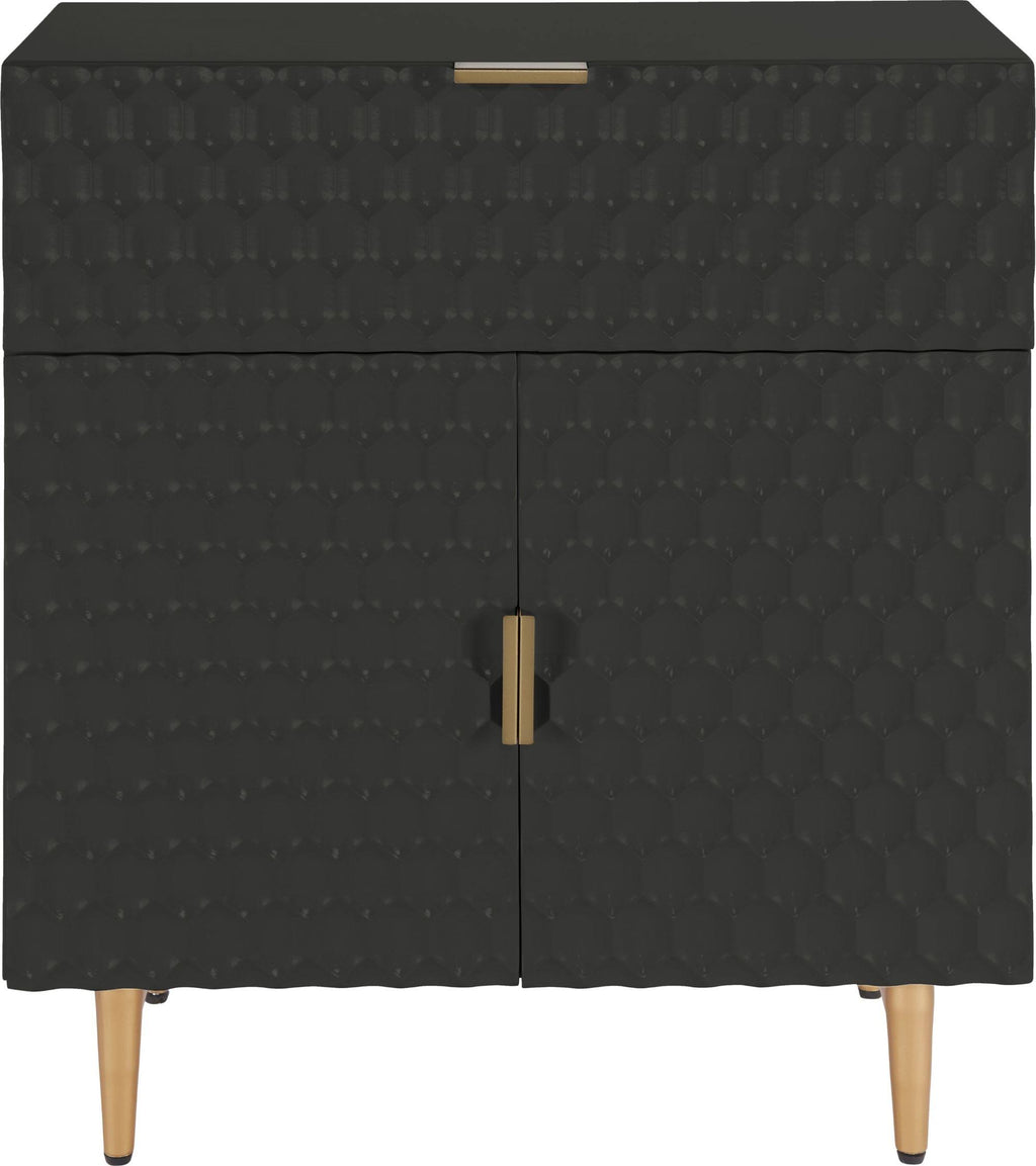 Glossy Black 1-Drawer Small Cabinet Y837