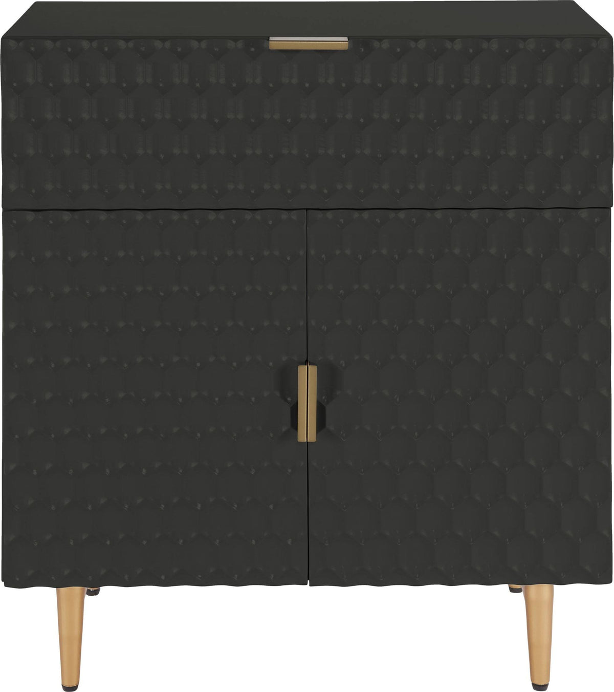 Glossy Black 1-Drawer Small Cabinet Y837