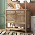 Brown Console Table with 2 Drawers, 2 Cabinets and 1 Shelf E810