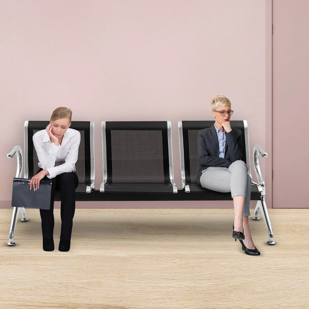 Black 3-Seat Waiting Room Chair with Arms T2601