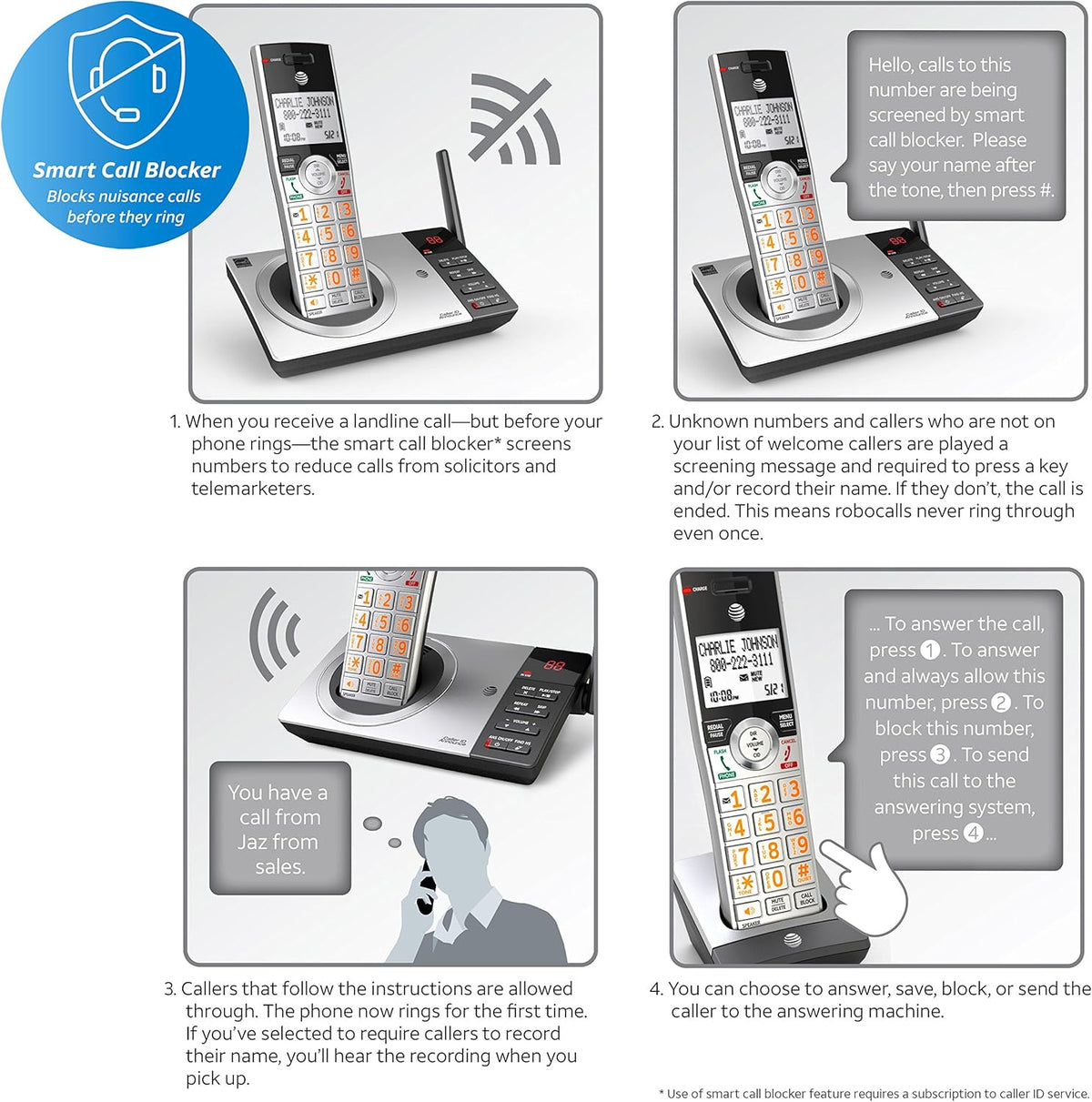 Black/Silver DECT 6.0 Corded/Cordless Phone with 1 Handset H2002