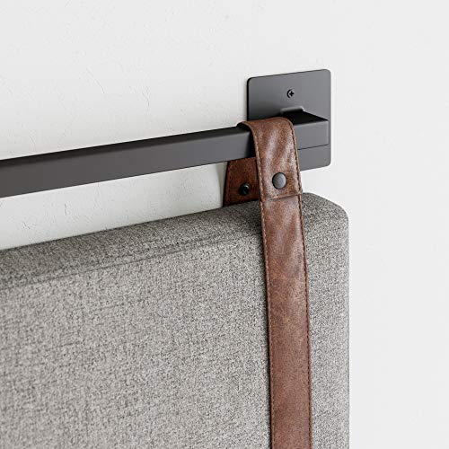 Queen Brown Faux Leather Wall Mount Hanging Headboard H559243