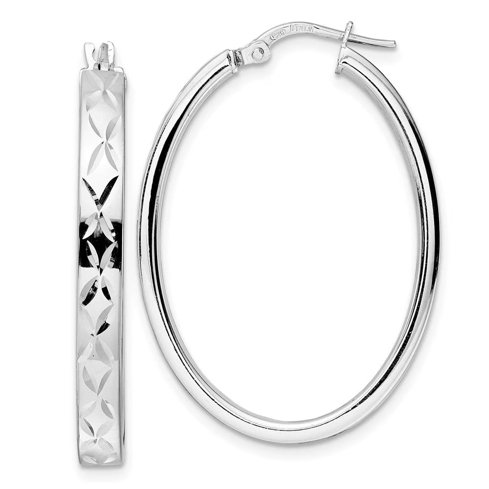 925 Sterling Silver Oval Hoop Earrings D57584