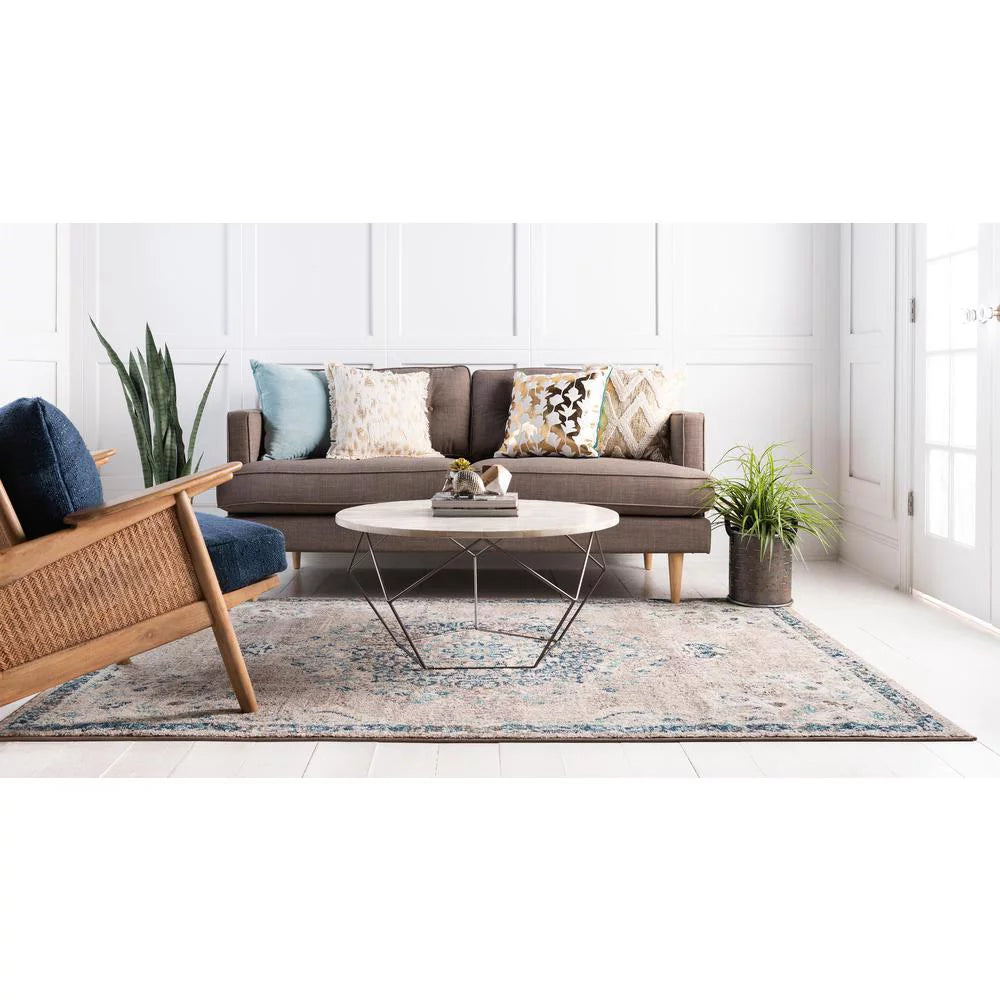 Gray Beige Medallion Rug 3' 3" x 5' 3" K5646