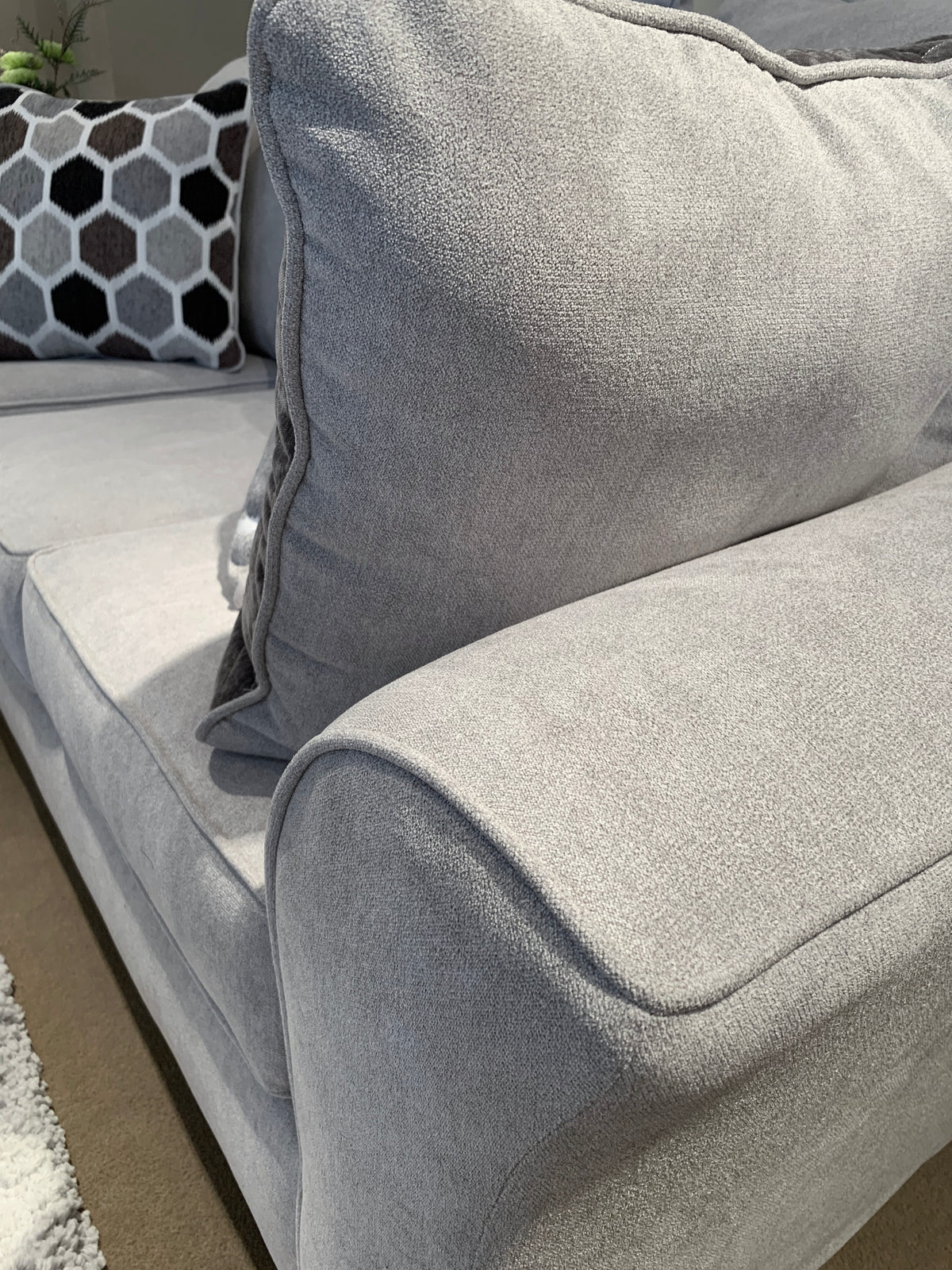 Silver Fabric Pillow-back Sofa S973542