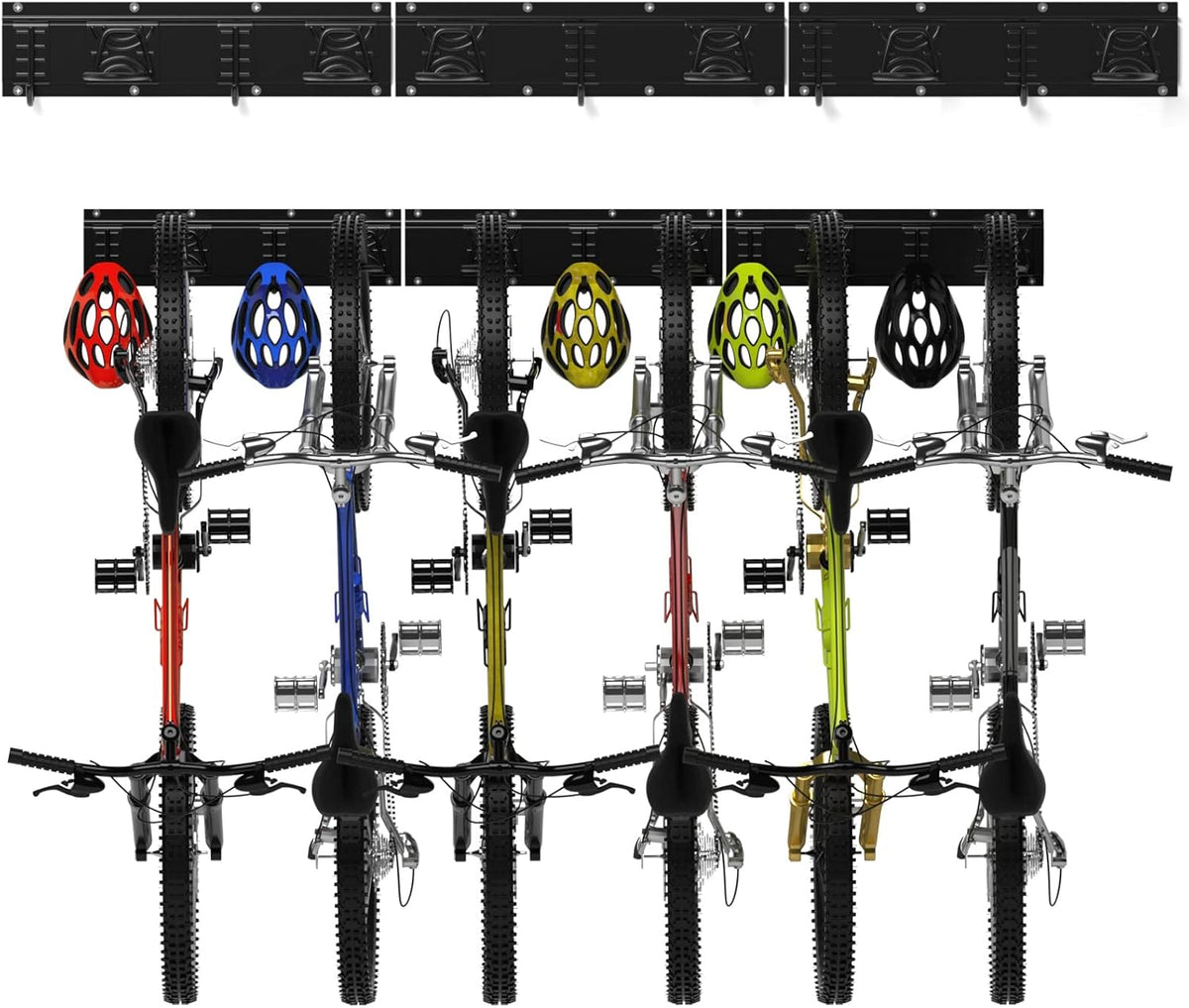 Wall Mount Bike Rack for 6 Bicycles with Adjustable Bike Hooks, Pack of 2 X20436