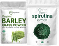 Organic Spirulina Powder 1lb & Barley Grass Powder 16oz 2 Pack B92826