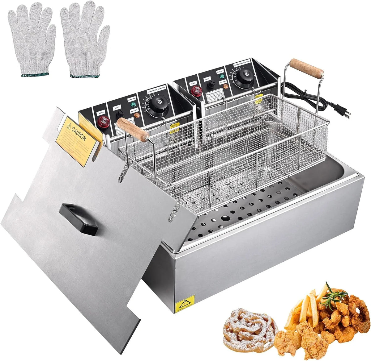 20L 5000W Electric Stainless Steel Deep Fryer with Basket P678601