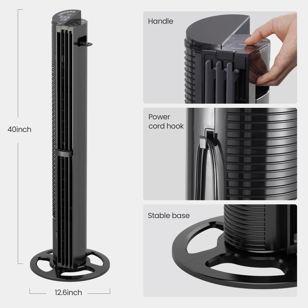 40in Tower Fan with Remote Control, 6 Speeds, Black R15894