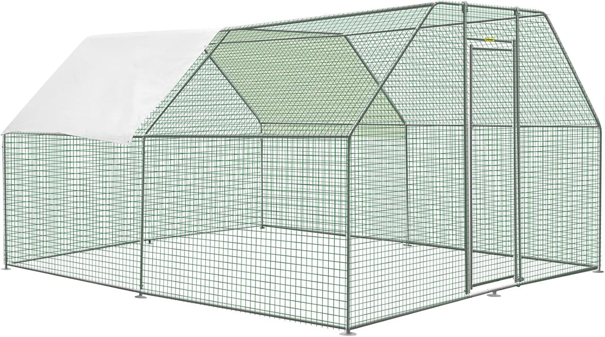 Large Metal Chicken Coop with Run, 12.8x9.8x6.5ft Z30327