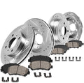 FRONT 260mm + REAR 259mm D/S 4 Lug Rotors + Brake Pads + Clips J845