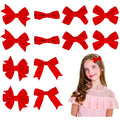 Red Christmas Velvet Ribbon Bow Hair Clips O64443