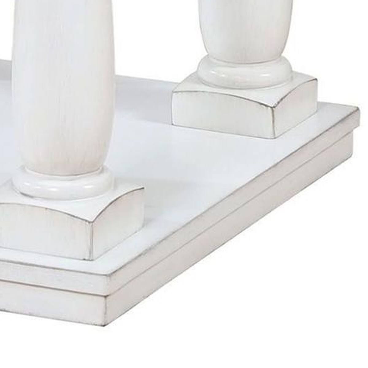 White Wooden End Table with Shelf and Turned Legs P3325