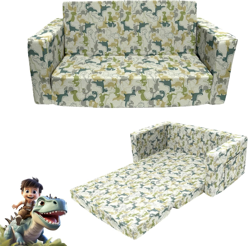 Kids Sofa 2 in 1 Flip Open Chair Sleeper with Dinosaur Print K756021