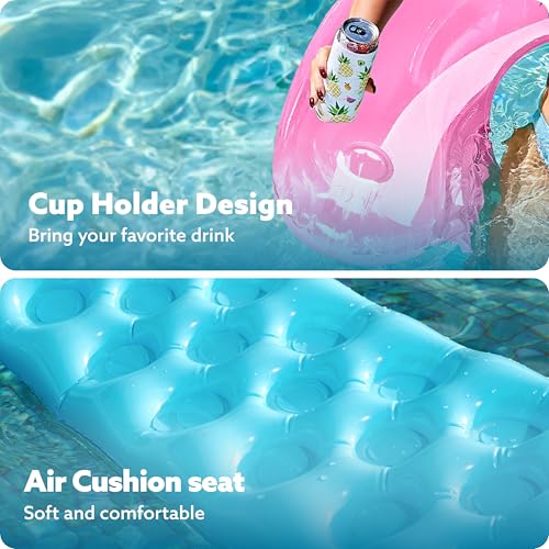 2 Pack Inflatable Pool Chairs with Cup Holders T21192