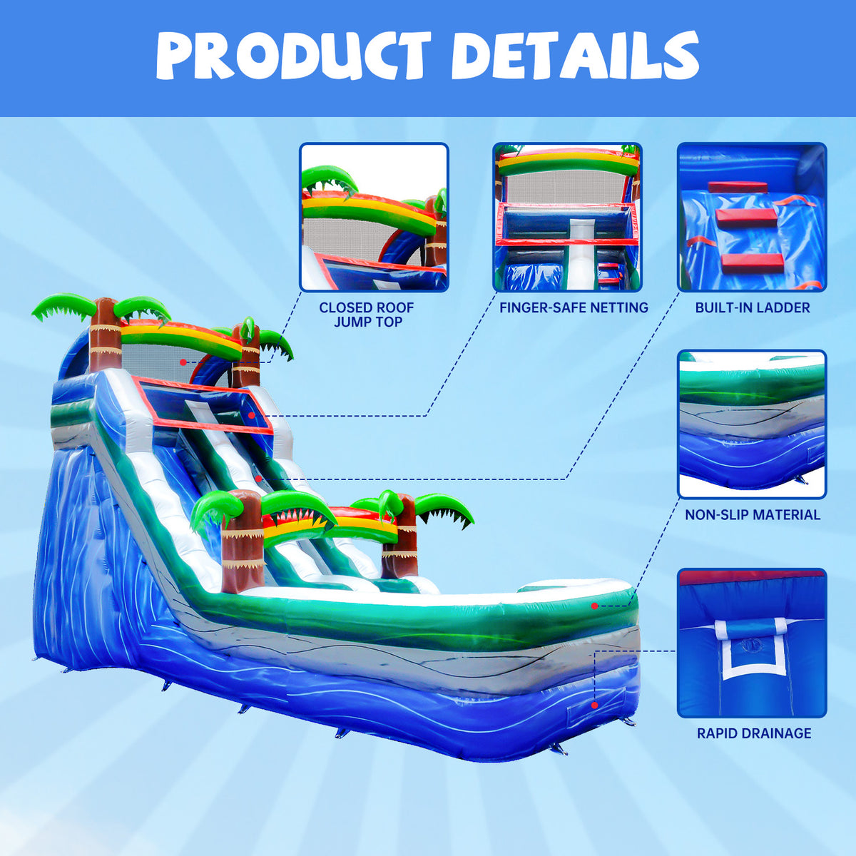 16 ft Inflatable Water Slide with Air Blower E613454