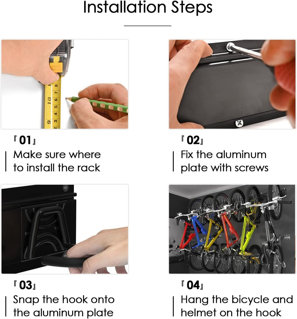 Wall Mount Bike Rack for 6 Bicycles with Adjustable Bike Hooks, Pack of 2 X20436