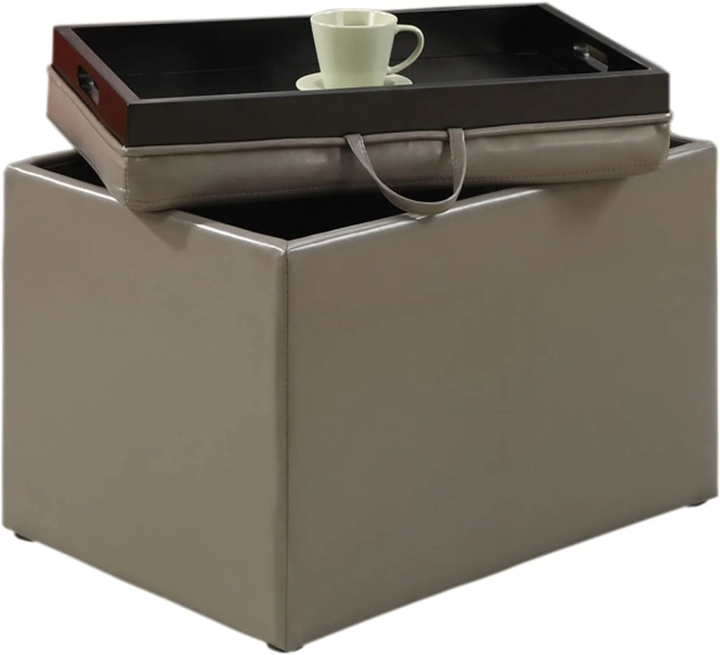 Gray Faux Leather Accent Storage Ottoman R988317
