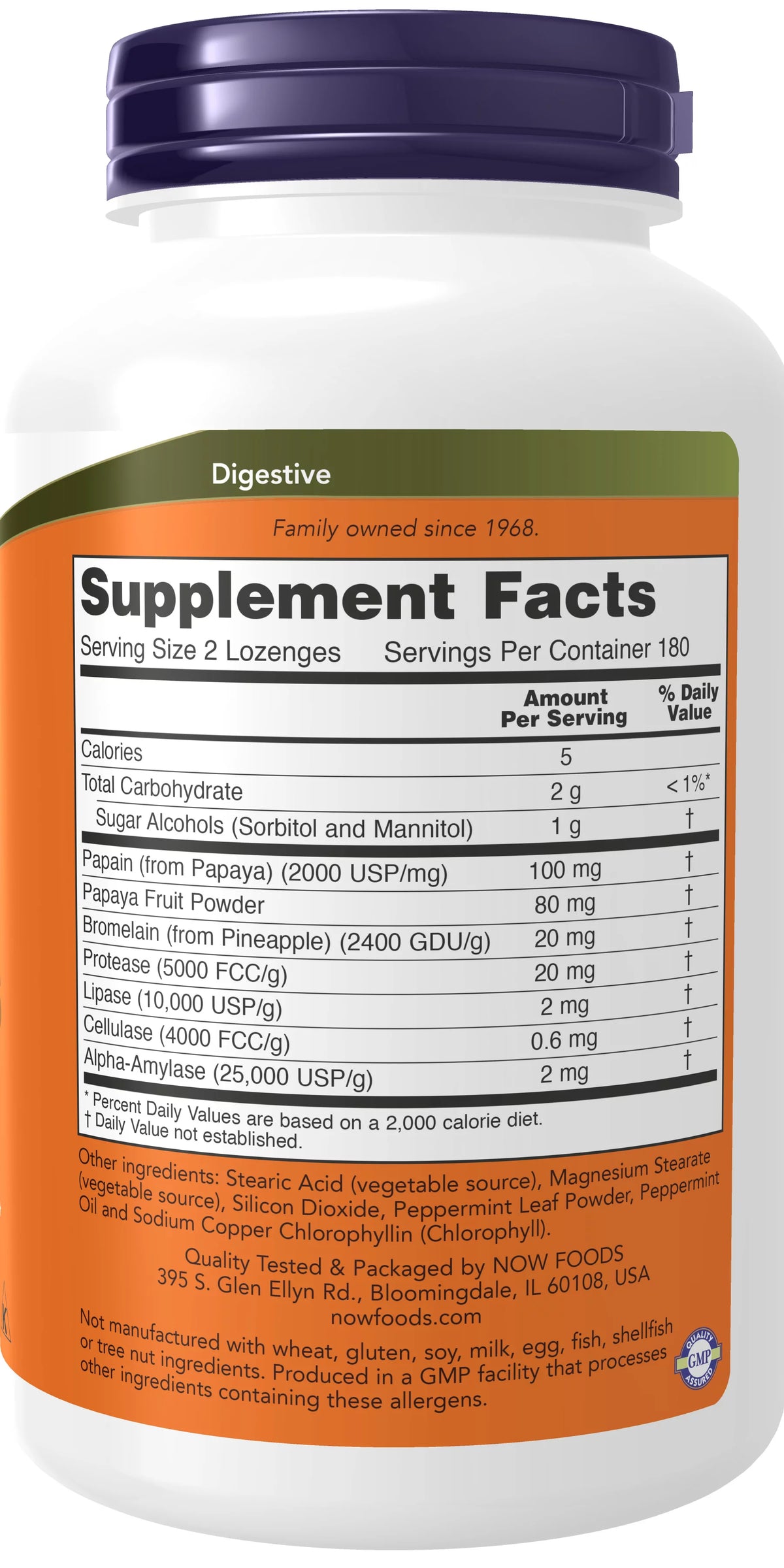 Papaya Enzyme with Mint and Chlorophyll 360 Chewable Lozenges Q343