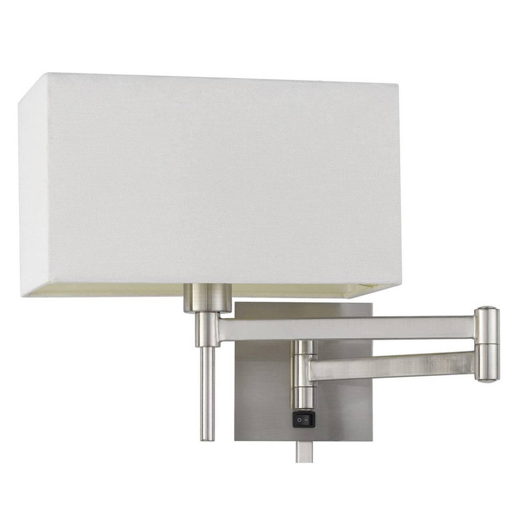 12x22 Wall Swing Arm Reading Lamp with Fabric Shade Brushed Steel C578054