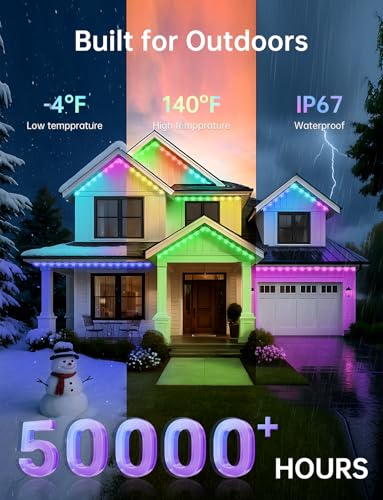 RGB+IC Christmas Eave Lights 30ft 22 LED Warm White IP68 Waterproof Smart Starry Outside Light G18440