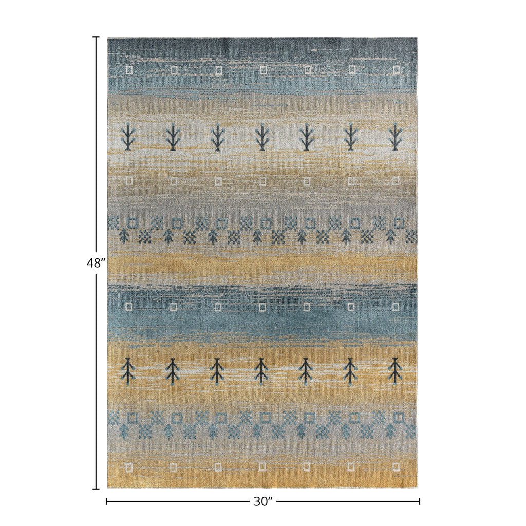 Yellow Tribal Bohemian Area Rug 2'6" x 4' A106