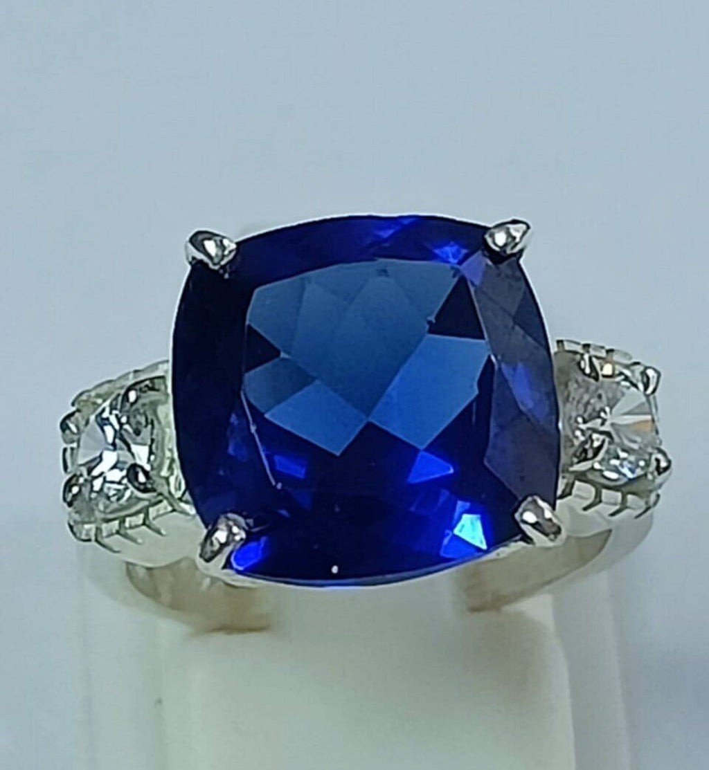 Elongated Cushion Engagement Ring with Blue Sapphire X627