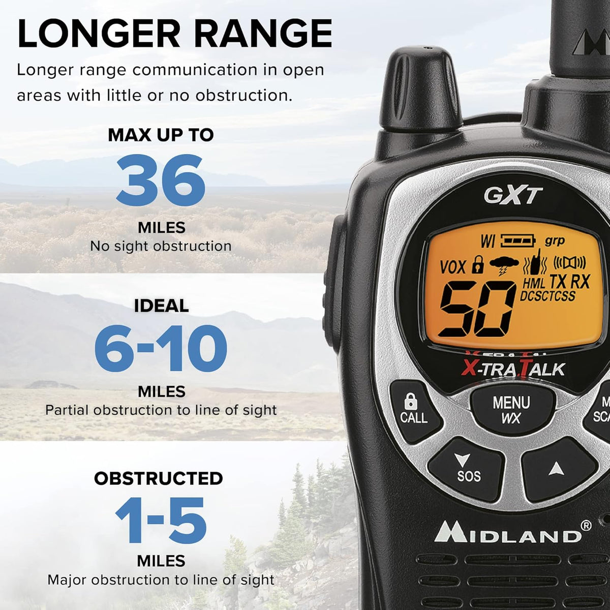 50 Channel Waterproof GMRS Two-Way Radio 3-Pack X583913