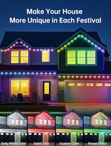 RGB+IC Christmas Eave Lights 30ft 22 LED Warm White IP68 Waterproof Smart Starry Outside Light G18440
