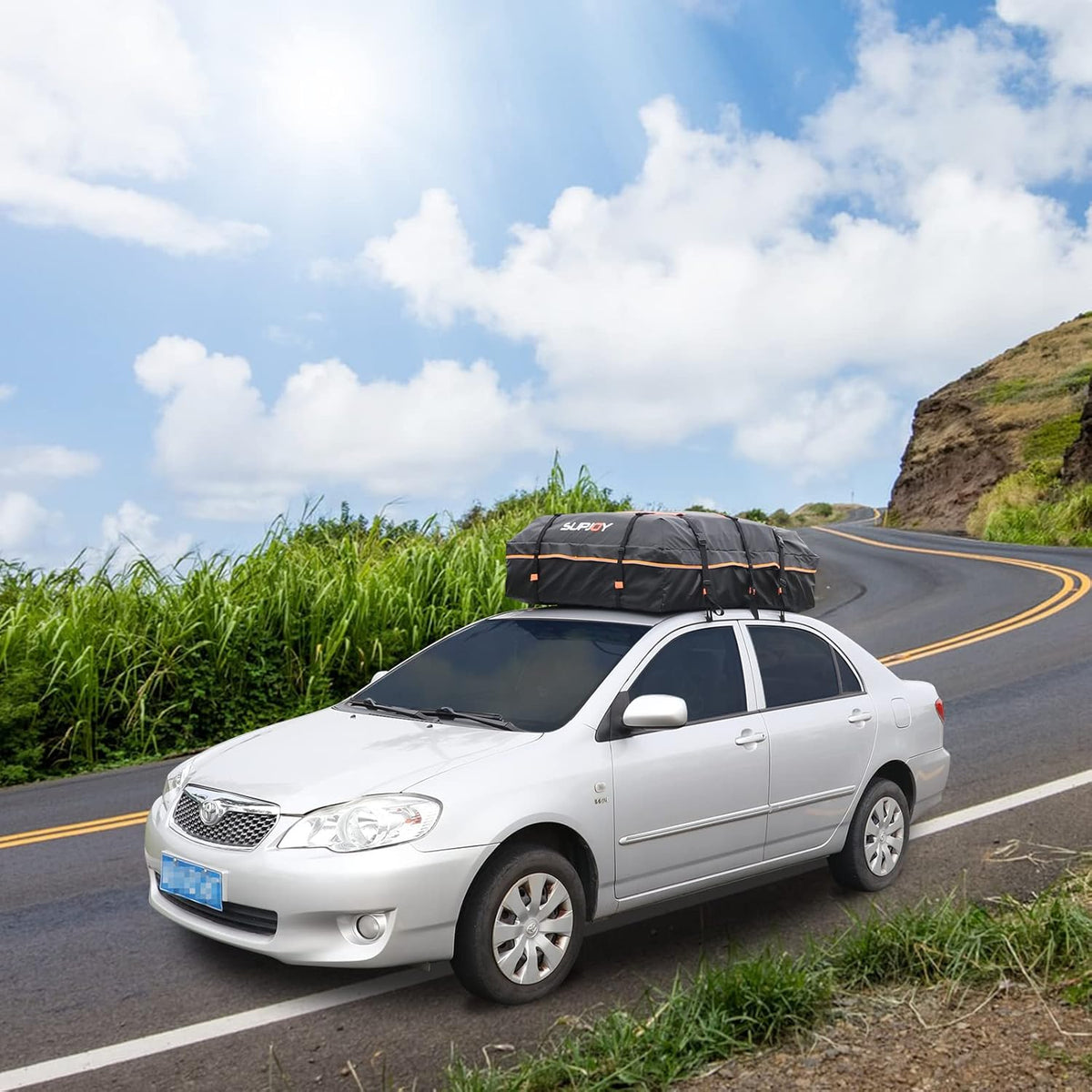 20 Cubic Feet Waterproof Soft Shell Rooftop Cargo Carrier with Reflective Strip and Anti-Slip Mat G245