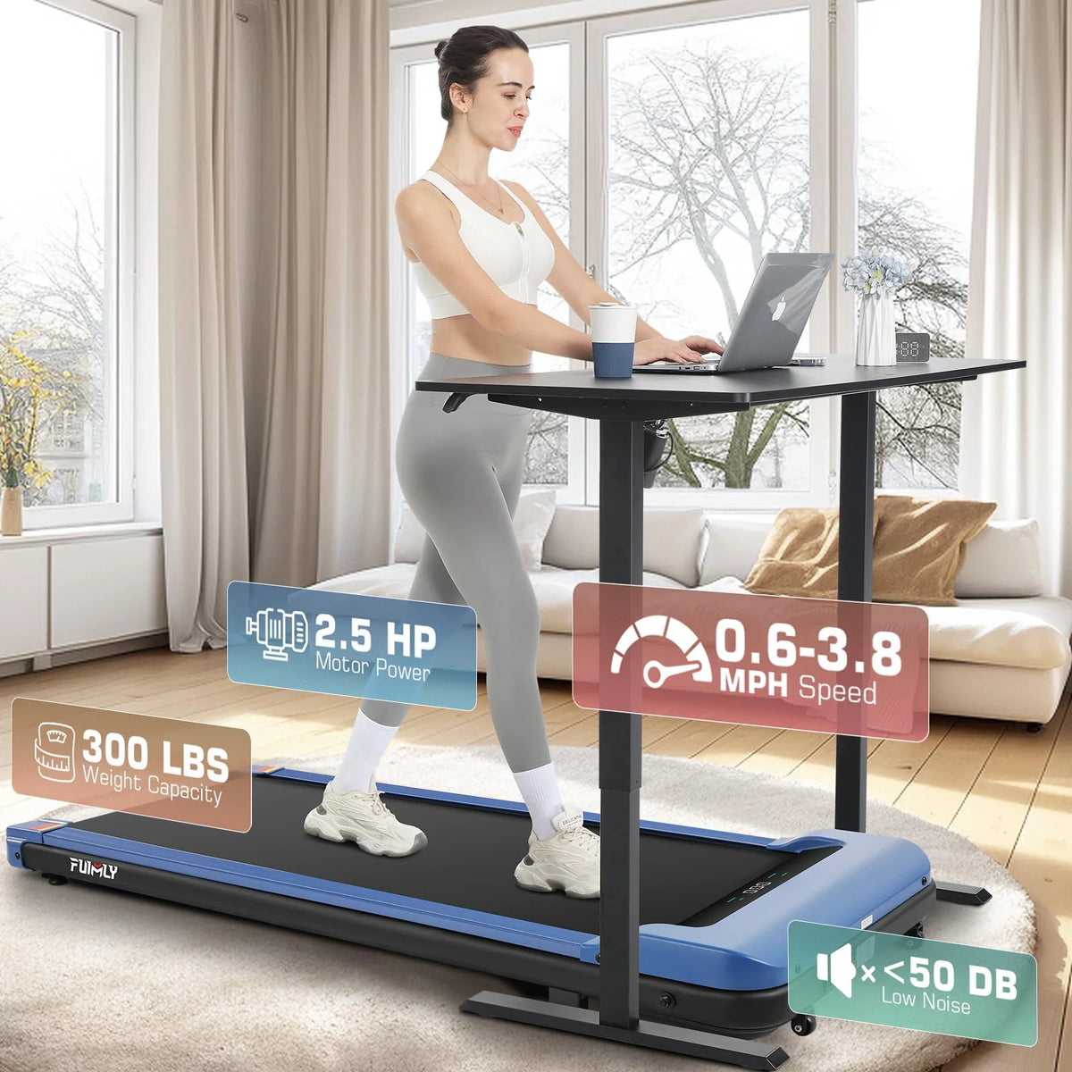 Black Electric Walking Pad Treadmill with Remote Control L4135